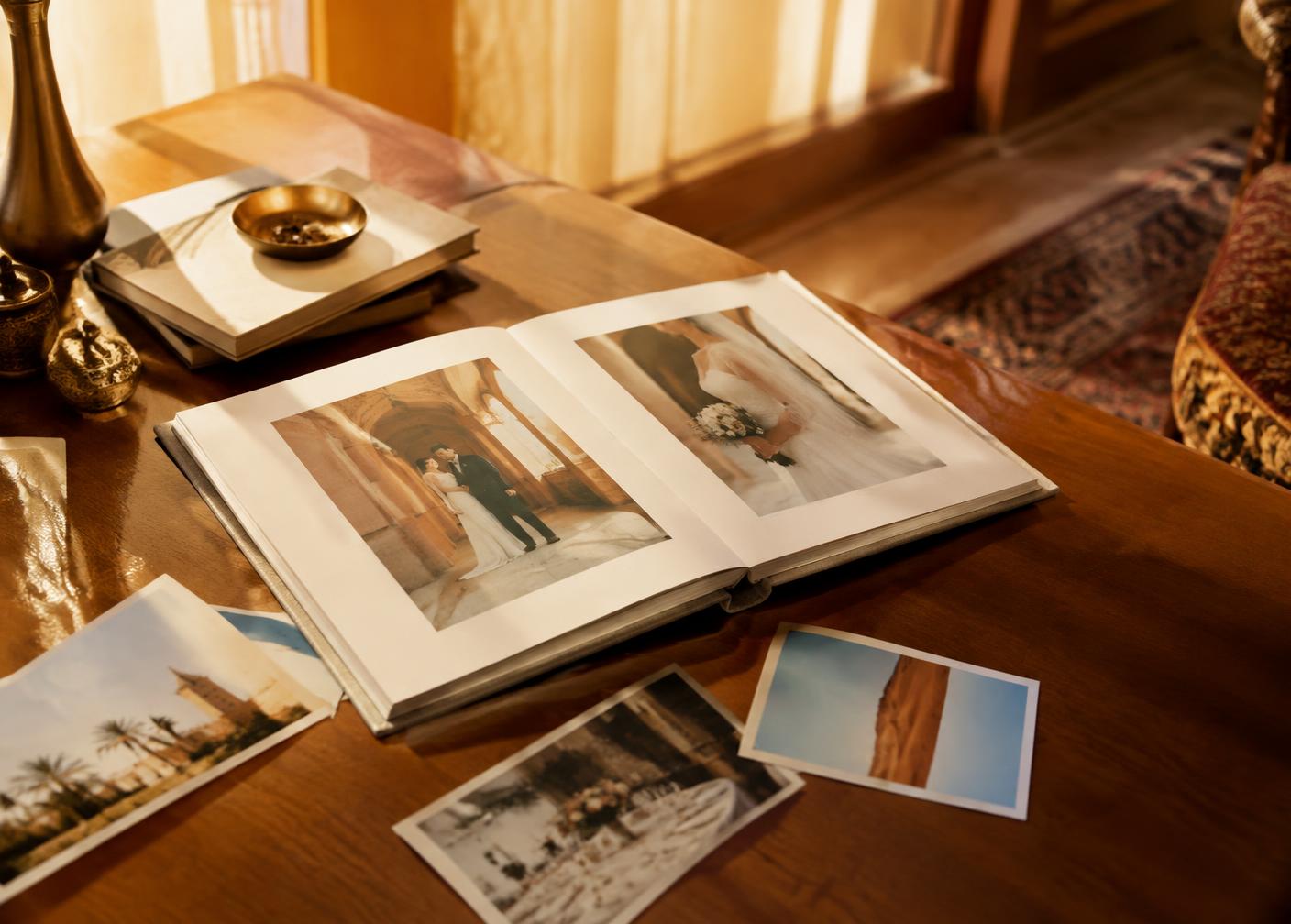 Illustration d’un album photo de mariage ouvert